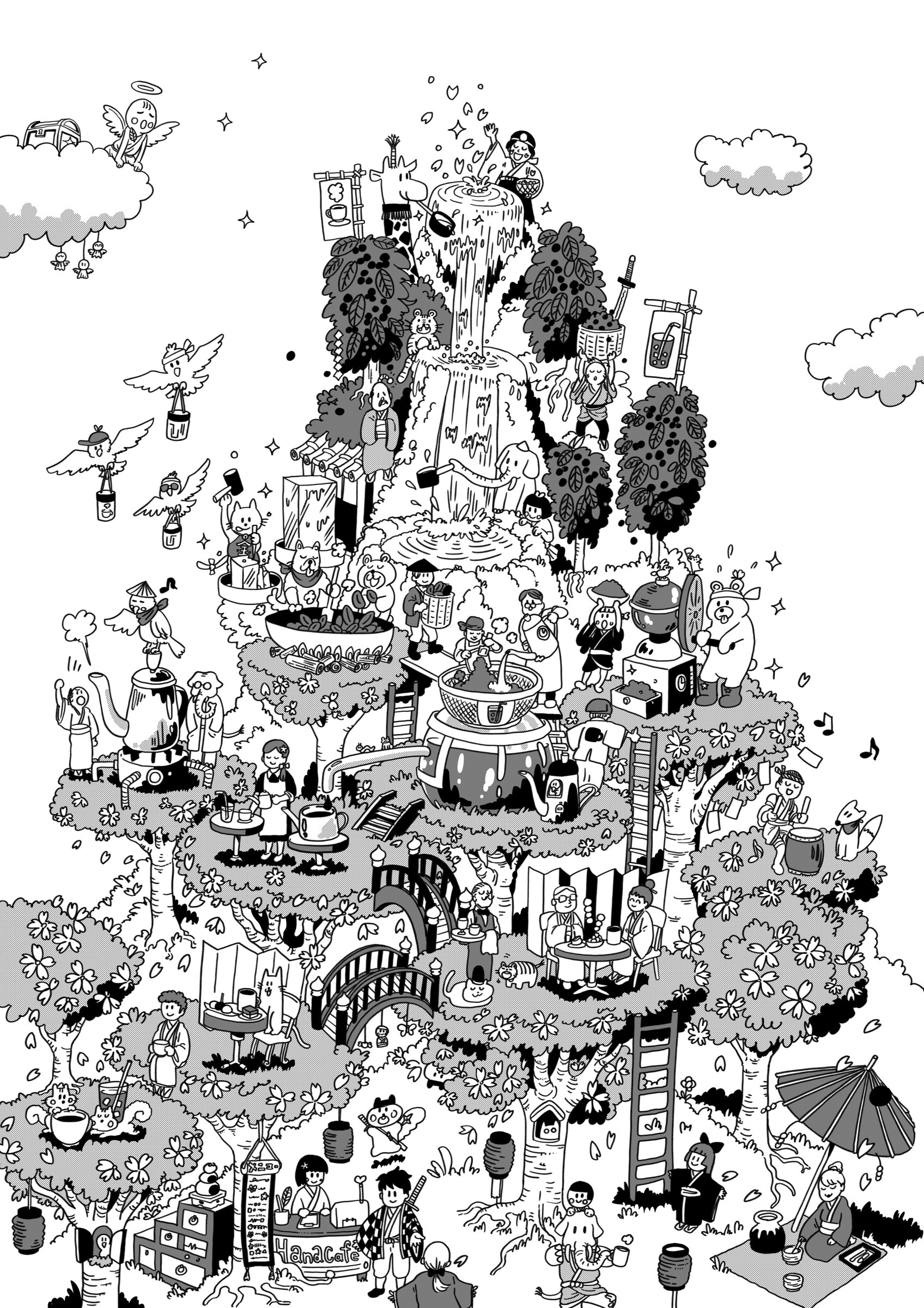 HaNa cafe story illustration
